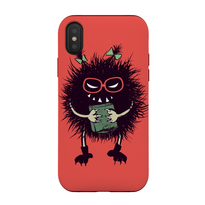 iPhone Xs / X StrongFit Geek Evil Bug Character Loves Reading by Boriana Giormova