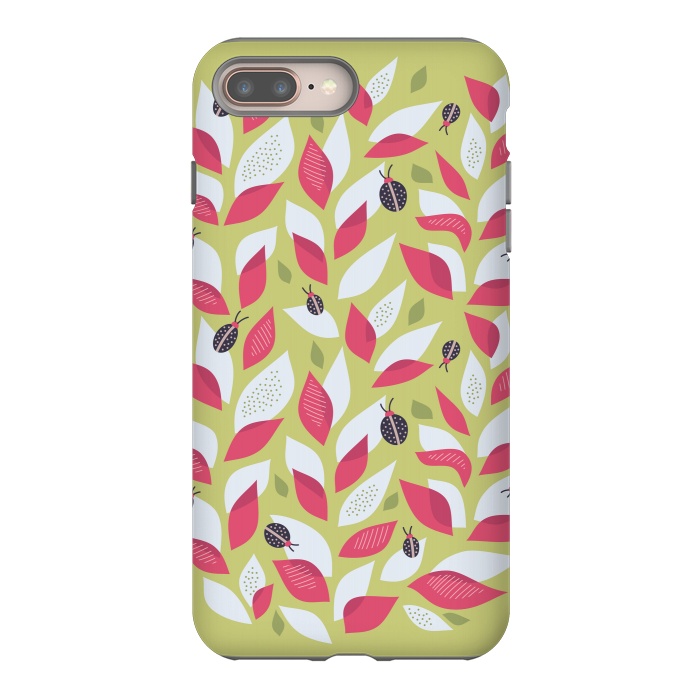 iPhone 7 plus StrongFit Green Plant With Pink Leaves And Ladybugs Spring by Boriana Giormova