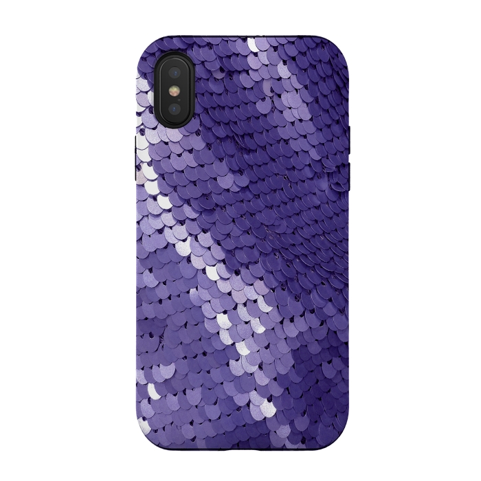 iPhone Xs / X StrongFit Shiny Purple Sequins  by Andrea Haase