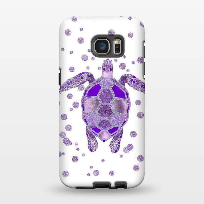 Galaxy S7 EDGE StrongFit Shimmering Purple Turtle by Andrea Haase