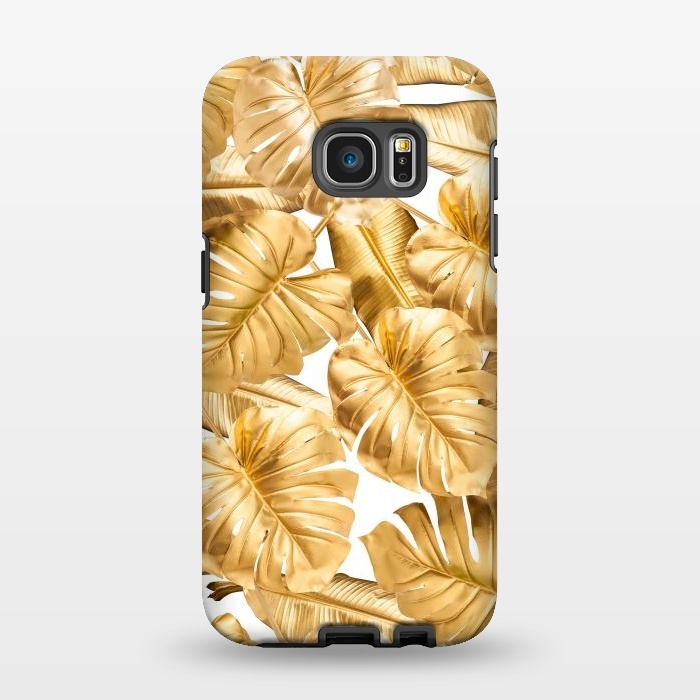 Galaxy S7 EDGE StrongFit Aloha Gold Monstera Jungle by  Utart