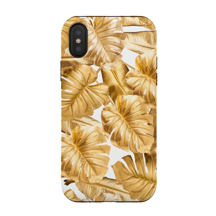 iPhone Xs / X StrongFit Aloha Gold Monstera Jungle by  Utart