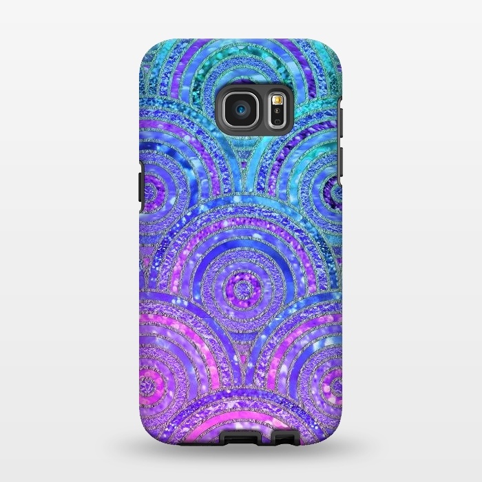 Galaxy S7 EDGE StrongFit Pink and Blue Metal Circles Pattern by  Utart