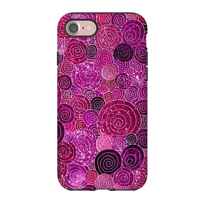 iPhone 7 StrongFit Pink and Purple Metal Foil Circles  by  Utart