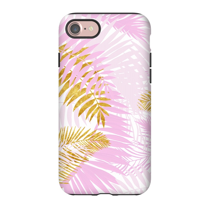 iPhone 7 StrongFit Pink and Gold Palm Leaves by  Utart