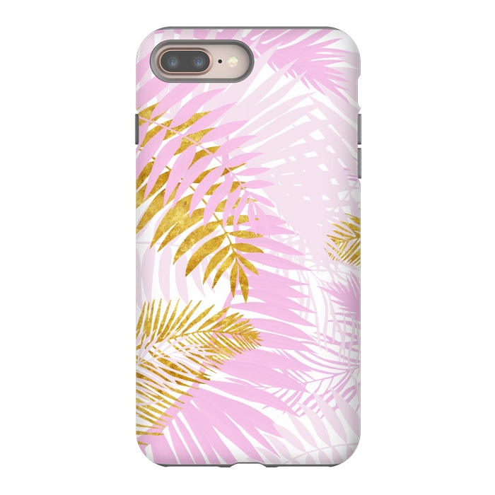 iPhone 7 plus StrongFit Pink and Gold Palm Leaves by  Utart