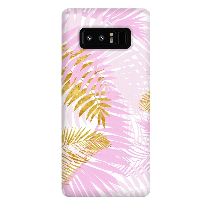 Galaxy Note 8 StrongFit Pink and Gold Palm Leaves by  Utart