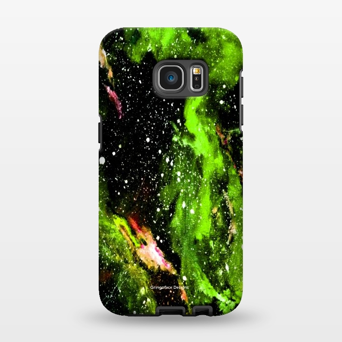 Galaxy S7 EDGE StrongFit Green Galaxy by Gringoface Designs