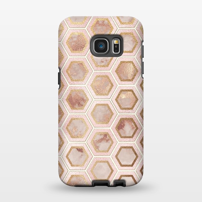 Galaxy S7 EDGE StrongFit Marble and Rose Gold Honeycomb Pattern by  Utart