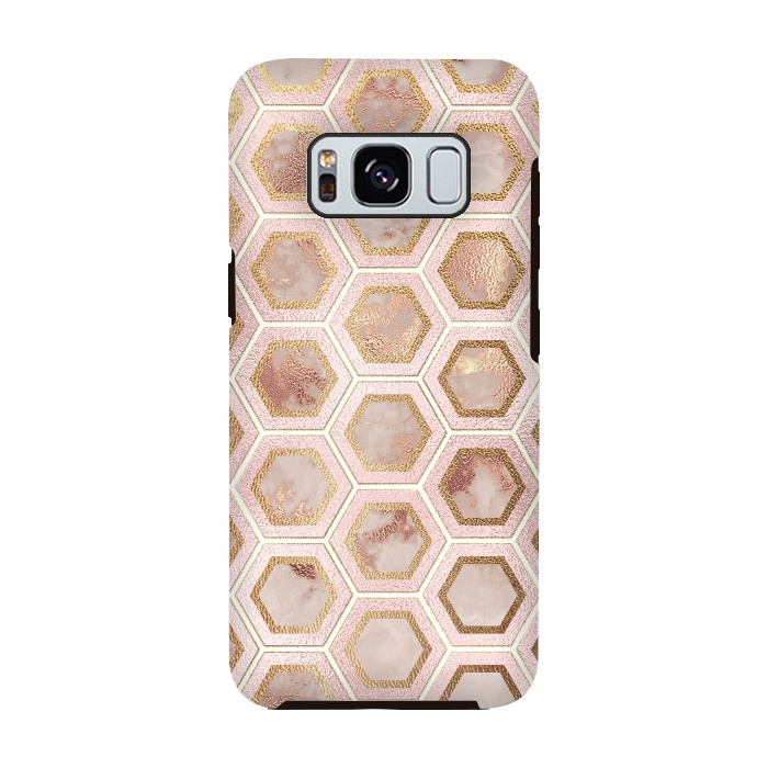 Galaxy S8 StrongFit Marble and Rose Gold Honeycomb Pattern by  Utart