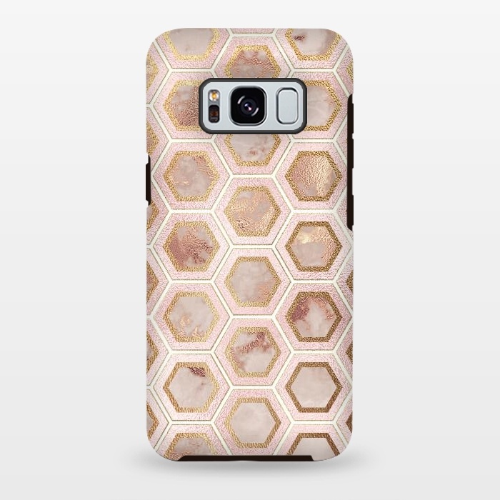 Galaxy S8 plus StrongFit Marble and Rose Gold Honeycomb Pattern by  Utart