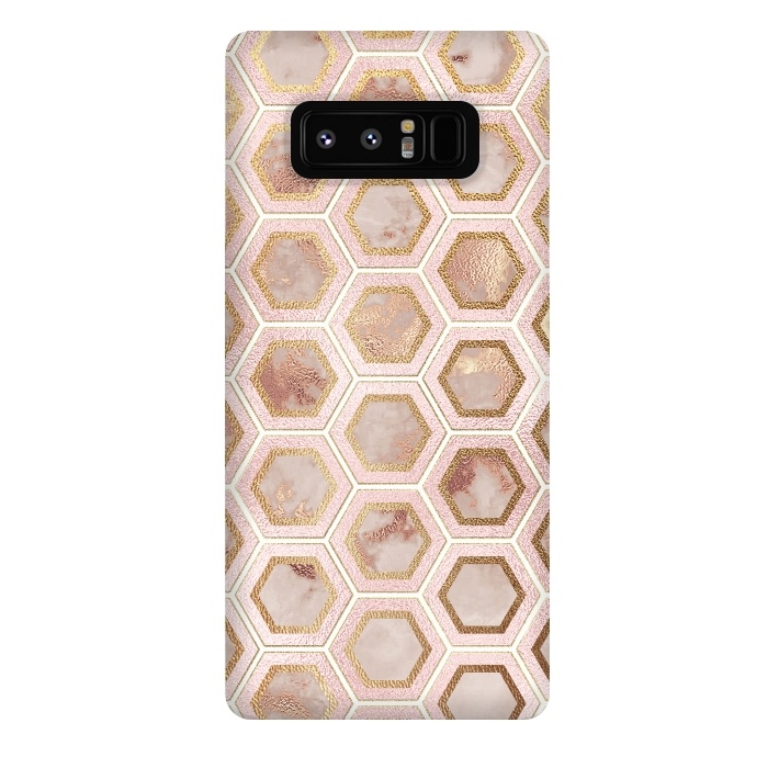 Galaxy Note 8 StrongFit Marble and Rose Gold Honeycomb Pattern by  Utart