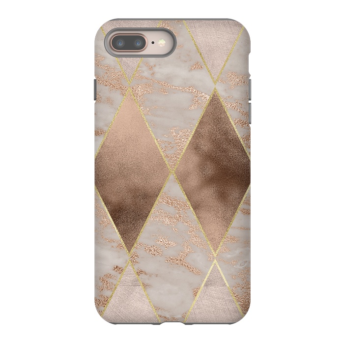 iPhone 7 plus StrongFit Marble Rose Gold Argyle Pattern by  Utart