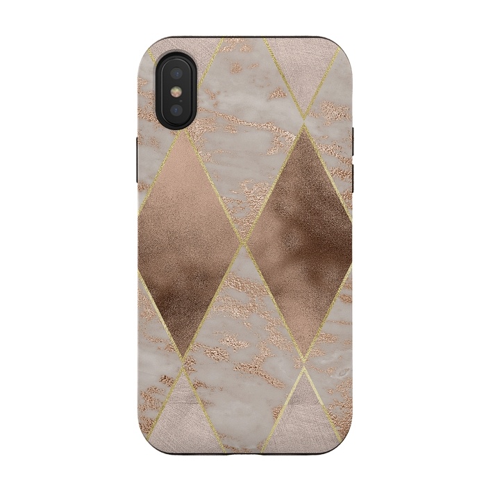iPhone Xs / X StrongFit Marble Rose Gold Argyle Pattern by  Utart