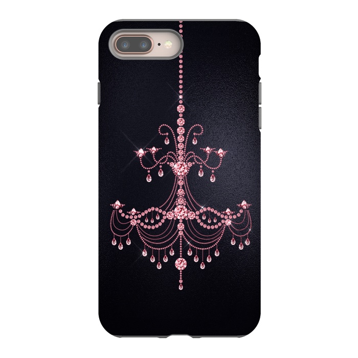 iPhone 7 plus StrongFit Pink sparkling chandelier on metal black  by  Utart