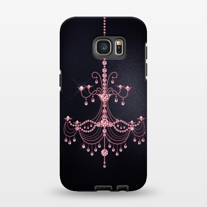 Galaxy S7 EDGE StrongFit Pink sparkling chandelier on metal black  by  Utart