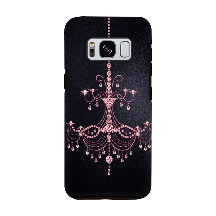 Galaxy S8 StrongFit Pink sparkling chandelier on metal black  by  Utart