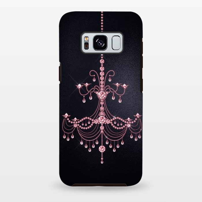 Galaxy S8 plus StrongFit Pink sparkling chandelier on metal black  by  Utart