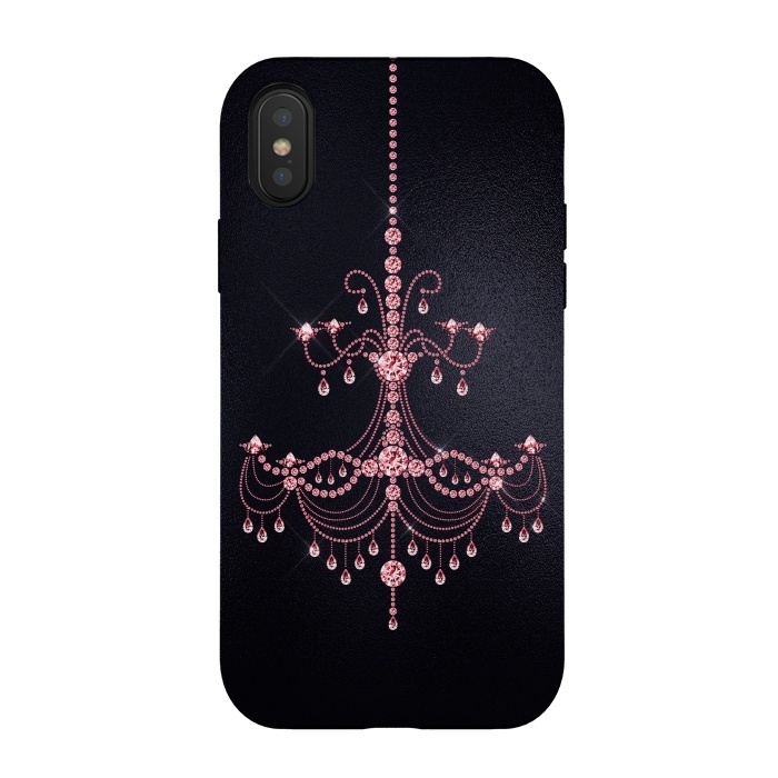 iPhone Xs / X StrongFit Pink sparkling chandelier on metal black  by  Utart