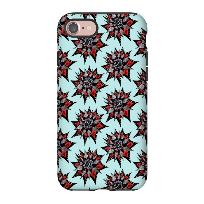 iPhone 7 StrongFit Spiked Abstract Ink Drawn Flower Pattern by Boriana Giormova
