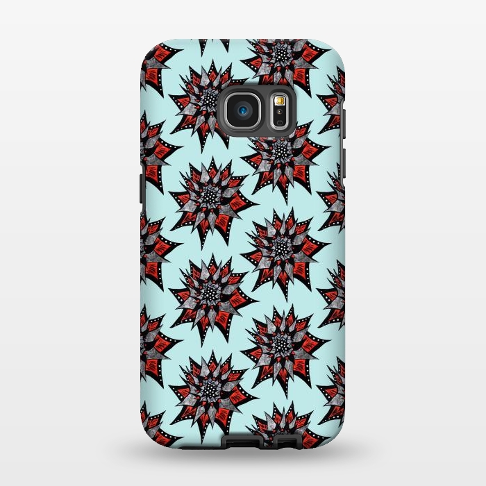 Galaxy S7 EDGE StrongFit Spiked Abstract Ink Drawn Flower Pattern by Boriana Giormova