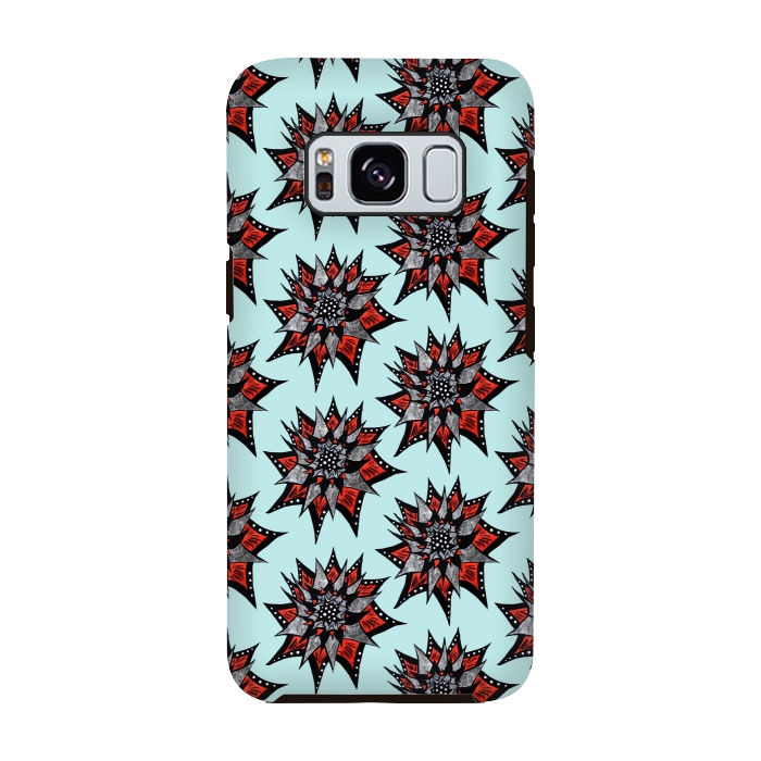 Galaxy S8 StrongFit Spiked Abstract Ink Drawn Flower Pattern by Boriana Giormova