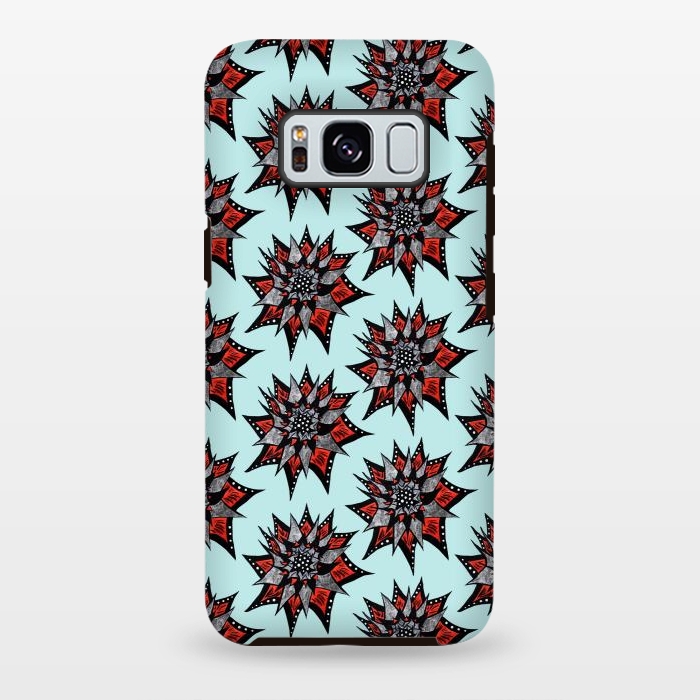 Galaxy S8 plus StrongFit Spiked Abstract Ink Drawn Flower Pattern by Boriana Giormova