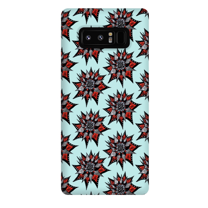 Galaxy Note 8 StrongFit Spiked Abstract Ink Drawn Flower Pattern by Boriana Giormova