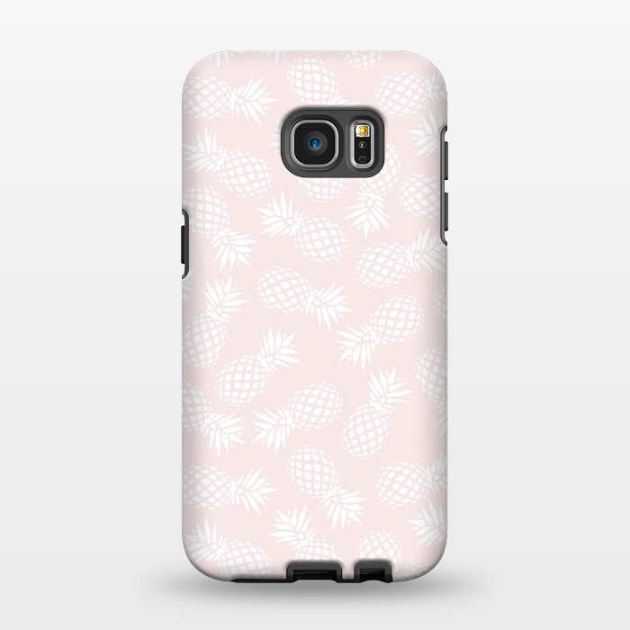 Galaxy S7 EDGE StrongFit Pineapple pattern on pink 022 by Jelena Obradovic