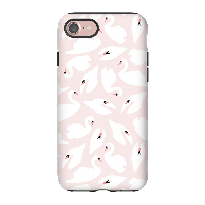 iPhone 7 StrongFit Swan Pattern on Pink 030 by Jelena Obradovic