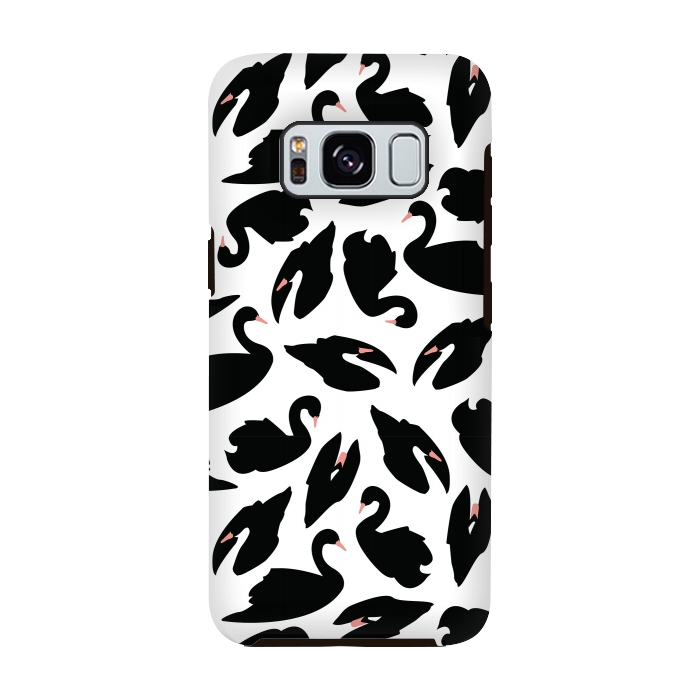 Galaxy S8 StrongFit Black Swan Pattern on White 031 by Jelena Obradovic