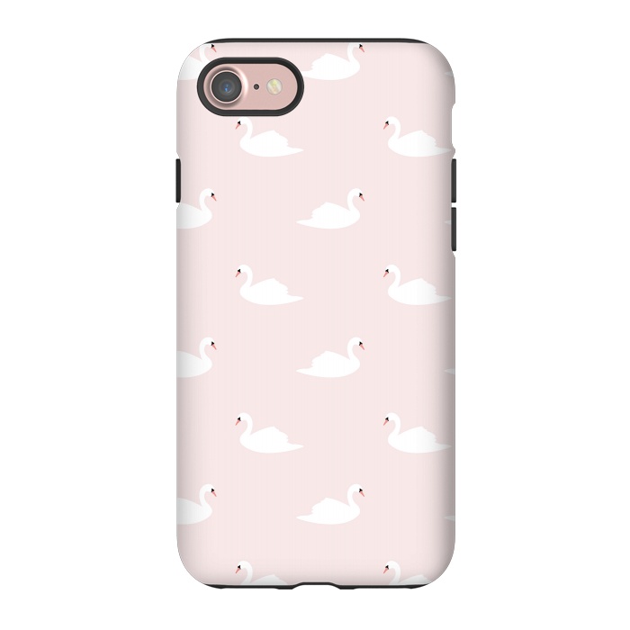 iPhone 7 StrongFit Swan pattern on pink 033 by Jelena Obradovic