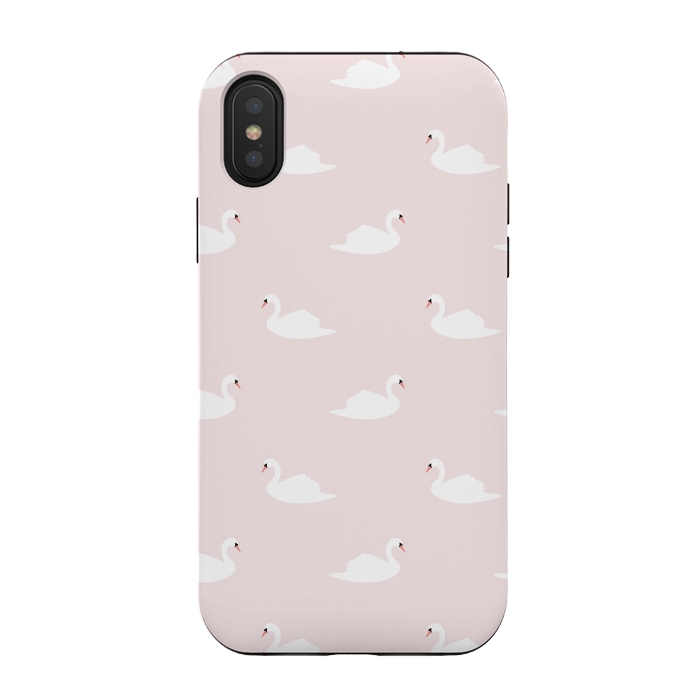 iPhone Xs / X StrongFit Swan pattern on pink 033 by Jelena Obradovic