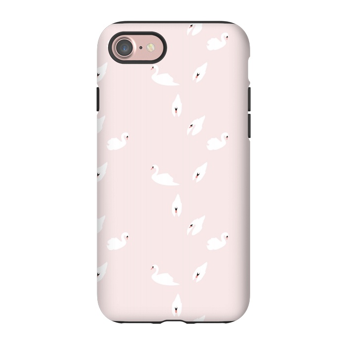 iPhone 7 StrongFit Swan Pattern on Pink 034 by Jelena Obradovic