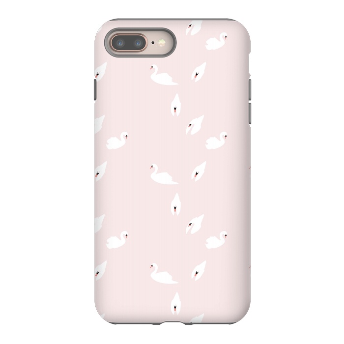 iPhone 7 plus StrongFit Swan Pattern on Pink 034 by Jelena Obradovic