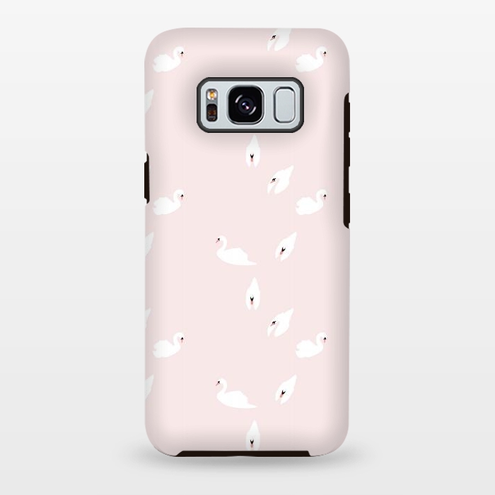Galaxy S8 plus StrongFit Swan Pattern on Pink 034 by Jelena Obradovic