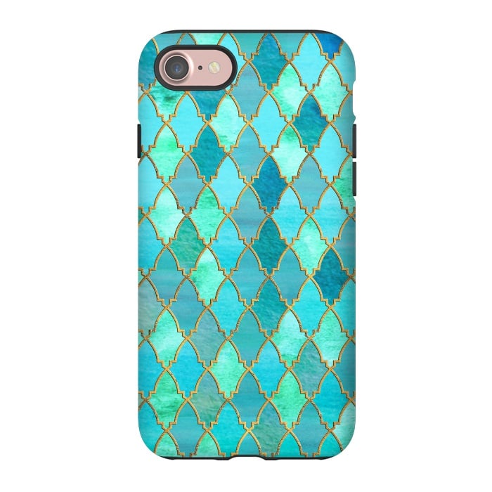 iPhone 7 StrongFit Teal Moroccan Shapes Pattern  by  Utart