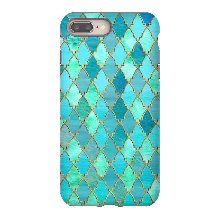 iPhone 7 plus StrongFit Teal Moroccan Shapes Pattern  by  Utart