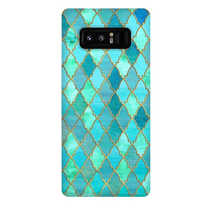 Galaxy Note 8 StrongFit Teal Moroccan Shapes Pattern  by  Utart
