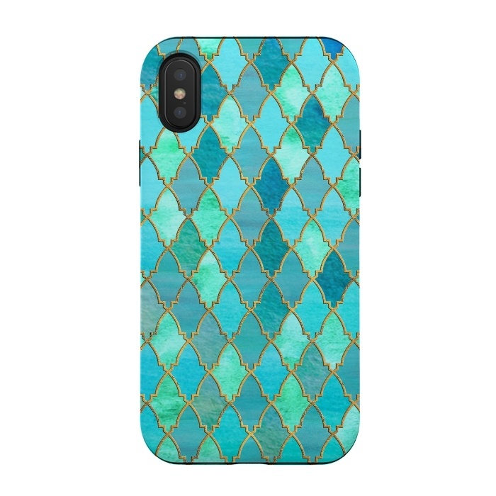 iPhone Xs / X StrongFit Teal Moroccan Shapes Pattern  by  Utart