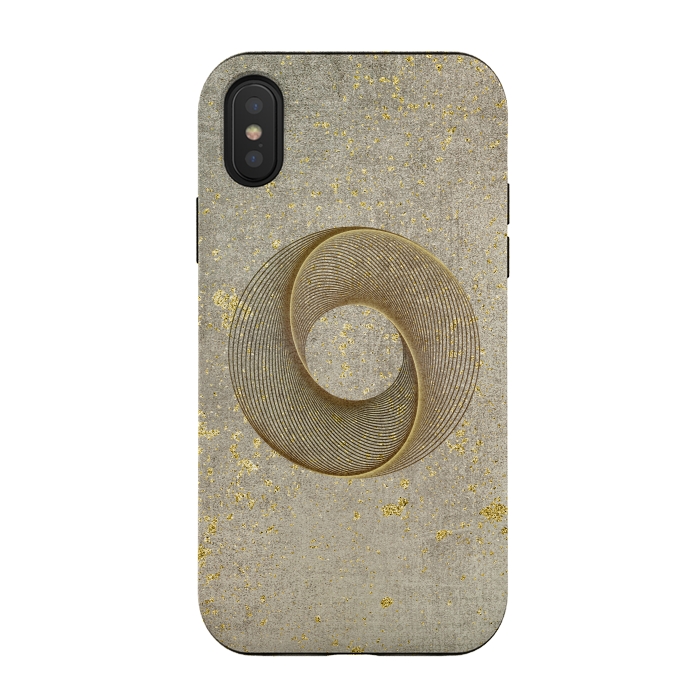 iPhone Xs / X StrongFit Golden Line Art Circles 2 by Andrea Haase