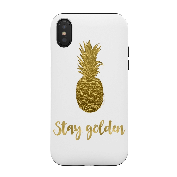 iPhone Xs / X StrongFit Stay Golden Precious Pineapple by Andrea Haase