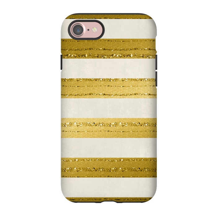 iPhone 7 StrongFit Golden Glitter Lines On Cream by Andrea Haase