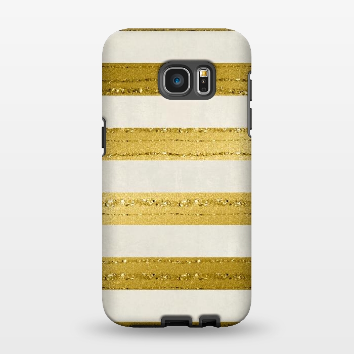 Galaxy S7 EDGE StrongFit Golden Glitter Lines On Cream by Andrea Haase