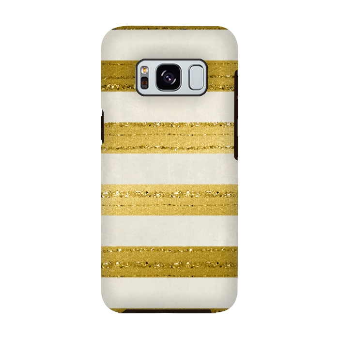 Galaxy S8 StrongFit Golden Glitter Lines On Cream by Andrea Haase