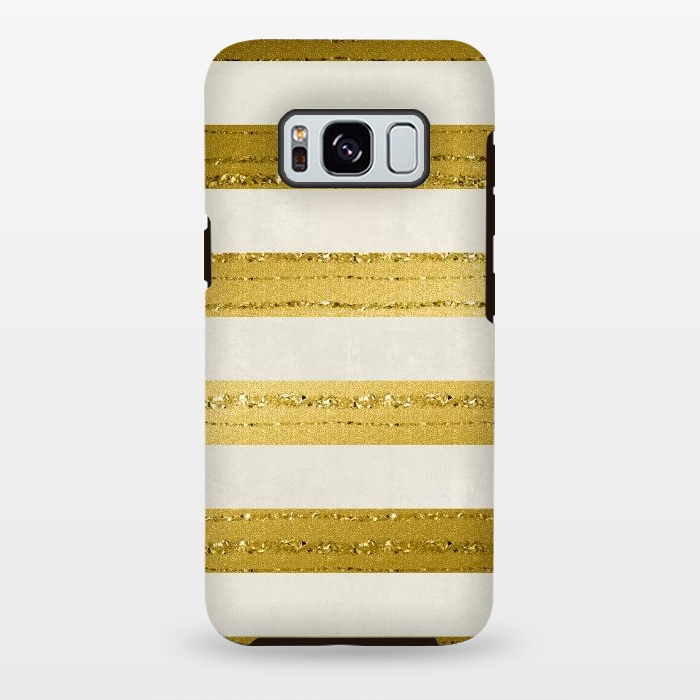 Galaxy S8 plus StrongFit Golden Glitter Lines On Cream by Andrea Haase