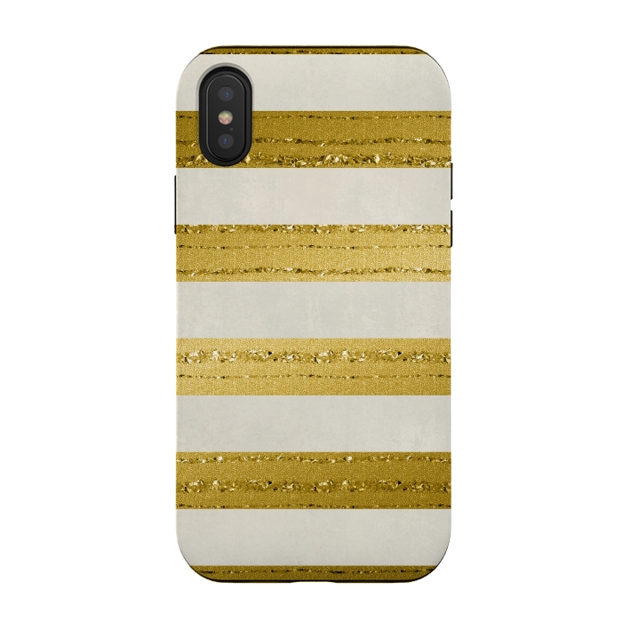 iPhone Xs / X StrongFit Golden Glitter Lines On Cream by Andrea Haase
