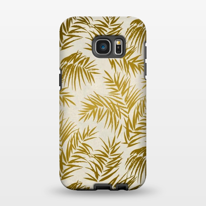 Galaxy S7 EDGE StrongFit Golden Palm Leaves 2 by Andrea Haase