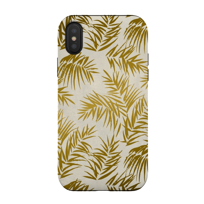 iPhone Xs / X StrongFit Golden Palm Leaves 2 by Andrea Haase