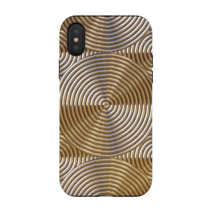 iPhone Xs / X StrongFit Shiny Golden Metal Embossed Circles 2 by Andrea Haase